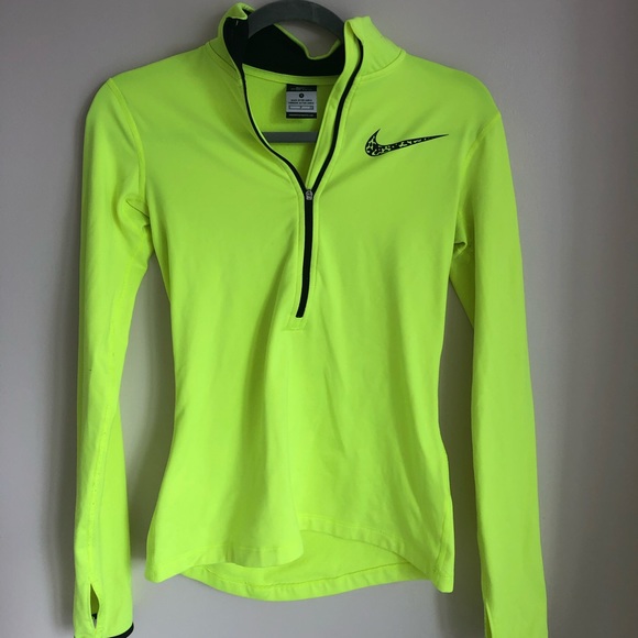 HOT Nike Womens Neon Yellow Nike Half Zip Nike Tops Neon